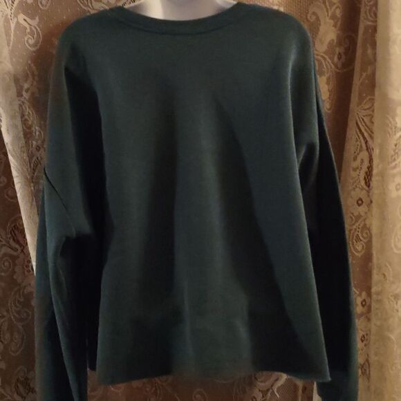 Peanuts Joe Cool Women's XL Loose Fit Crop Top Fleece lined Teal Pink Sweatshirt - Picture 4 of 9